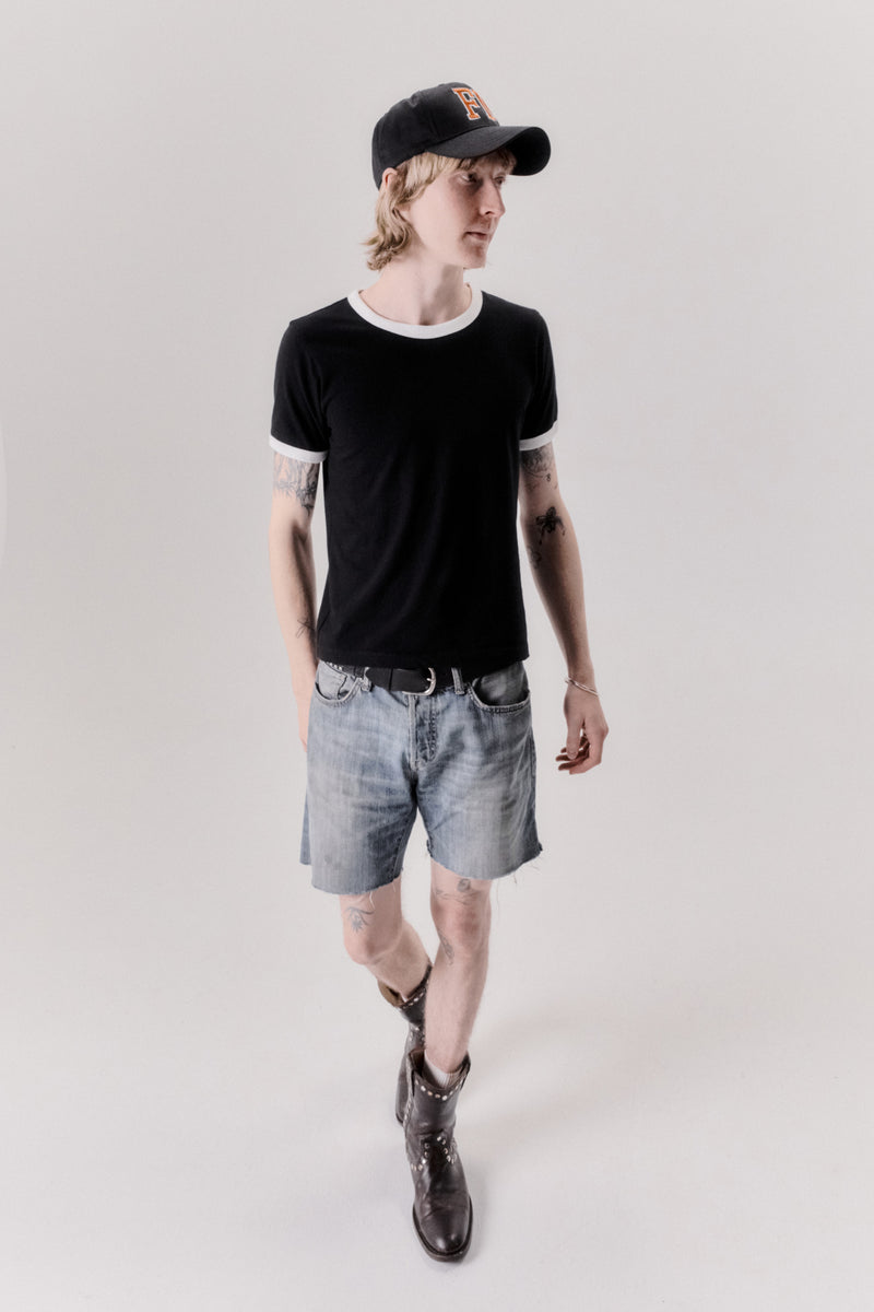 T1066 Star Ringer T-Shirt - Black/White
