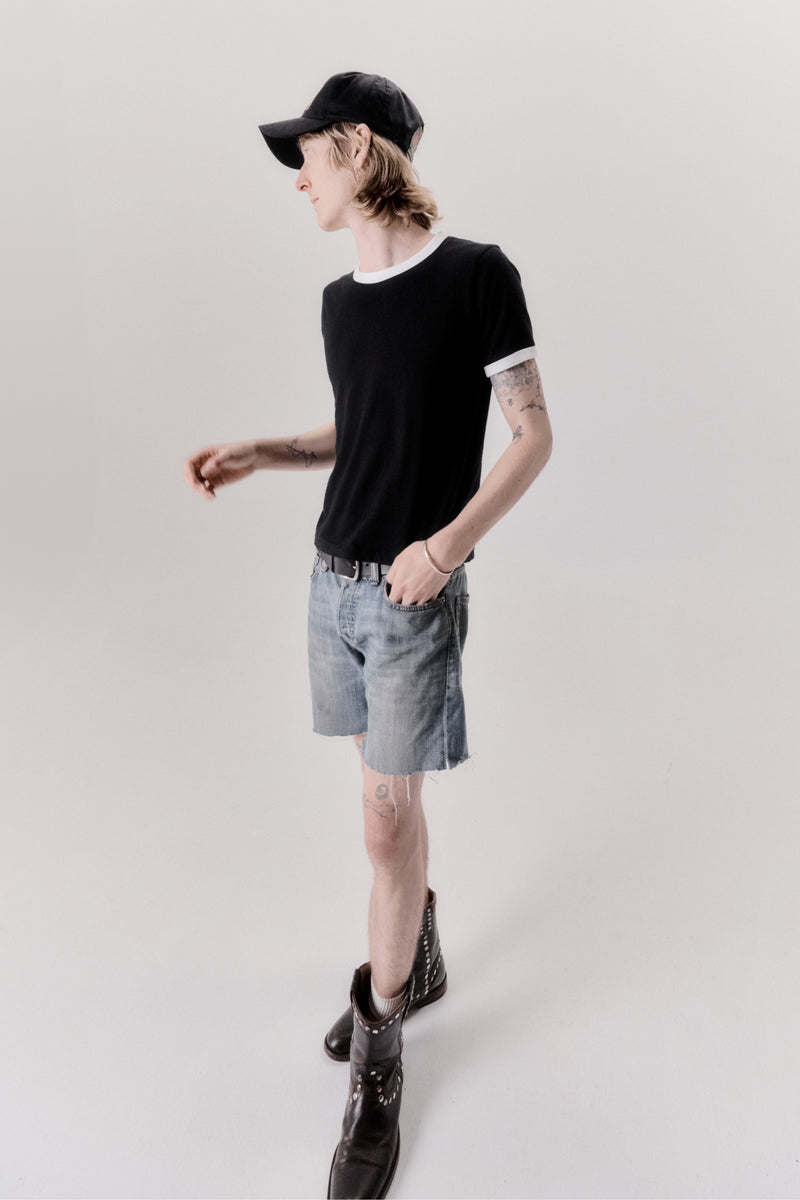 T1066 Star Ringer T-Shirt - Black/White