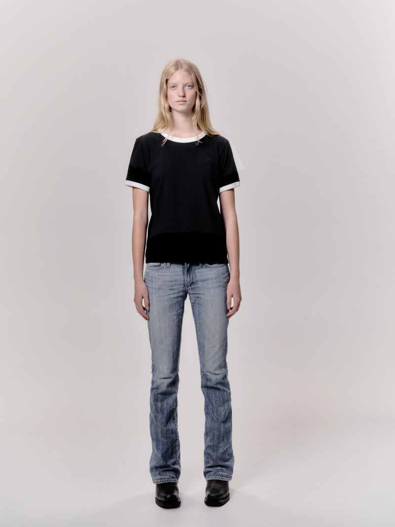 T1066 Star Ringer T-Shirt - Black/White