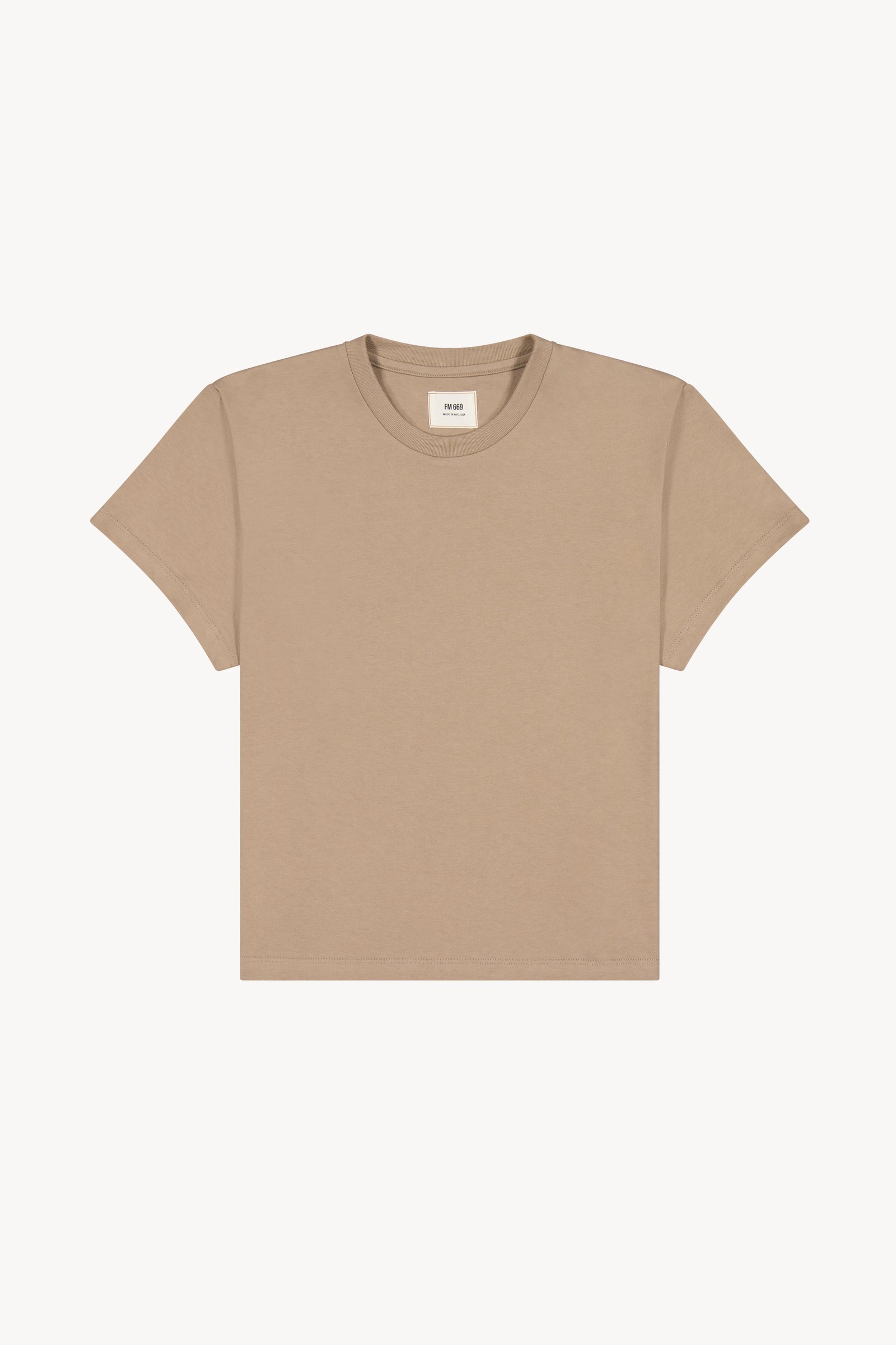 Tシャツ・カットソー BEIGE COTTON T-SHIRT T102 Little T Shirt Mid Taupe | FM 669 | Made in NYC | USA